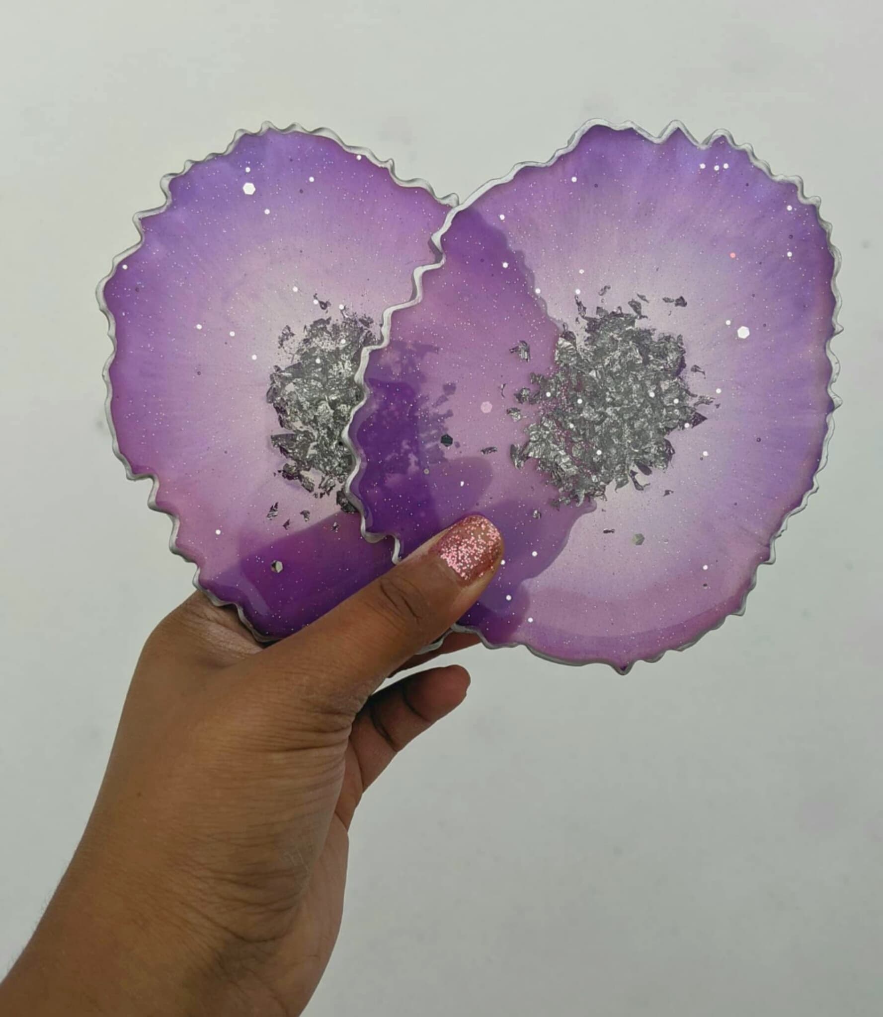 Amethyst Purple Resin Coasters - Set of 4
