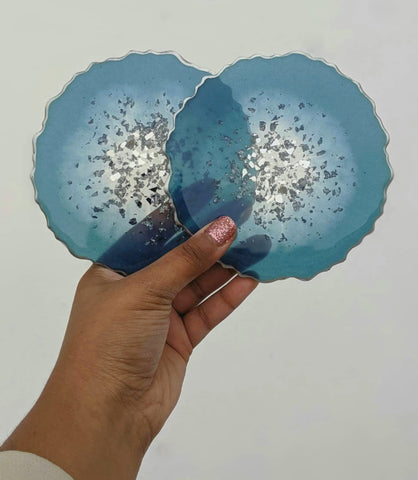 Blue Resin Coasters -  Set of 4